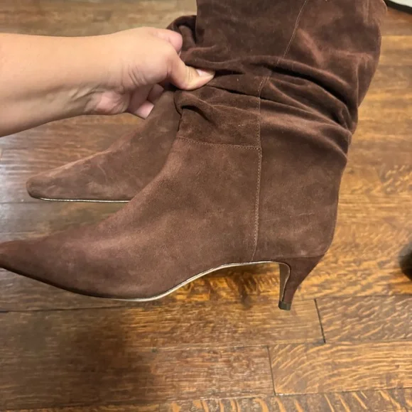 REFORMATION Rosie Mid Shaft Boots in Oak Suede